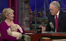 Dave Letterman show with Cat Massage lady